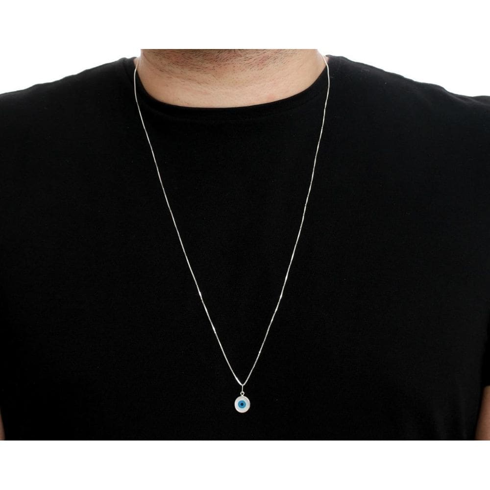 Colar Corrente Com Olho Grego Masculino Corrente Prata 925