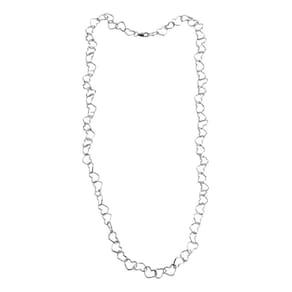 Choker Colar Feminino Elos Coração Prata 925 Legítima 45C