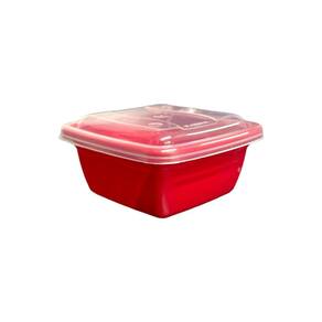 Conjunto Com 4 Potes 250Ml Quadrado Color - Vermelho