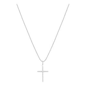 Colar Veneziana Com Cruz Palito 45Cm Prata 925