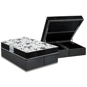 Cama Box Baú Queen: Colchão Ortopédico Probel D28 / EP ProDormir Advanced Tech1000 + Base CRC Suede Gray(158x198)