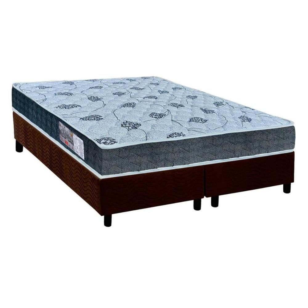 Cama Box King: Colchão Espuma Orthoflex D45/EP Cecina + Base CRC Suede Brown(193x203)