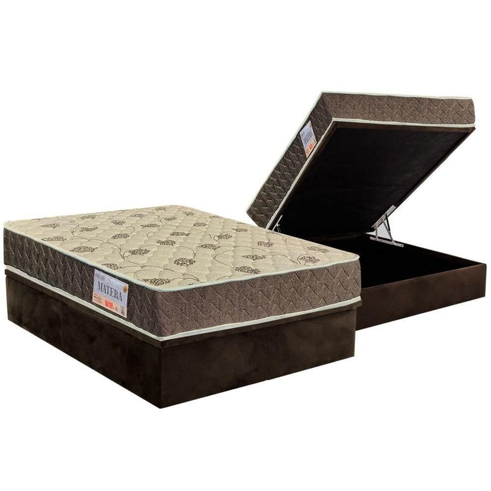 Cama Box Baú Casal: Colchão Espuma D33 Orthoflex / EP Matera + Base CRC Suede Brown(138x188)