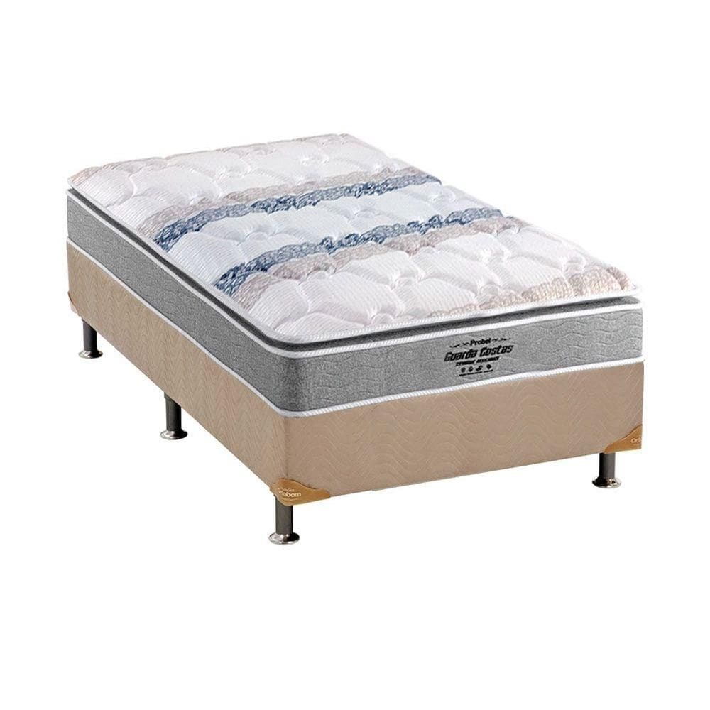 Cama Box Solteiro: Colchão Anatômico Probel D33/AG65 Guarda Costas Extreme Resistence + Base CRC Suede Clean(88x188)
