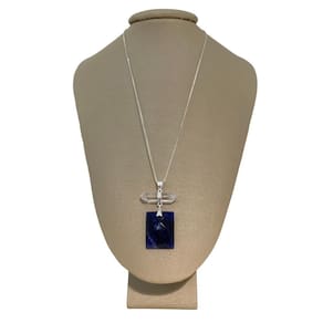 Colar 60Cm Prata 925 Claro-Profundo Cristal E Sodalita