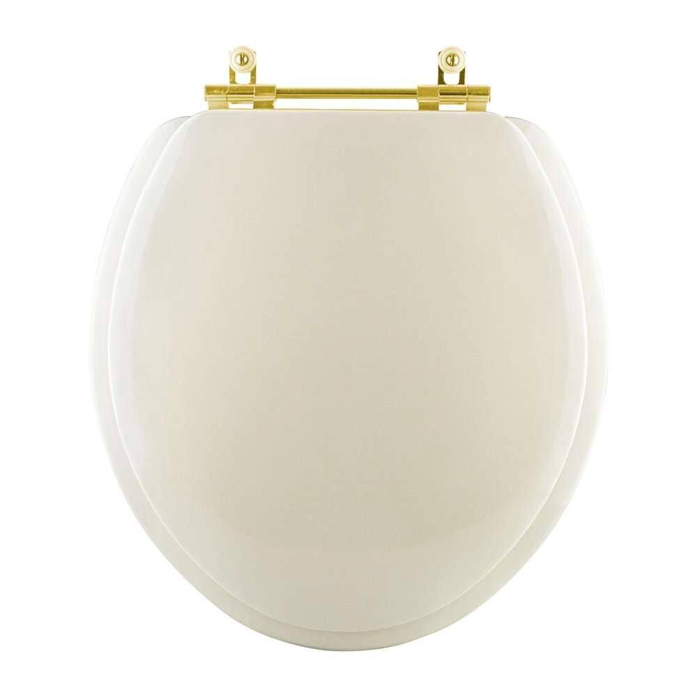 Assento Sanitario Almofadado Convencional Oval Marfim para vaso Hervy com Ferragem Dourada