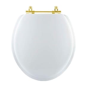Assento Sanitario Almofadado Convencional Oval Universal Branco com Ferragem Dourada