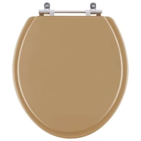 Assento Sanitario Poliéster Convencional Oval Bege Castor para vaso Deca