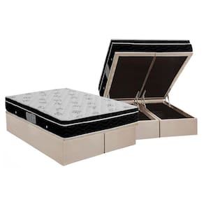 Cama Box Baú Queen: Colchão Molas Ortobom Nanolastic Physical + Base CRC Suede Clean(158x198)