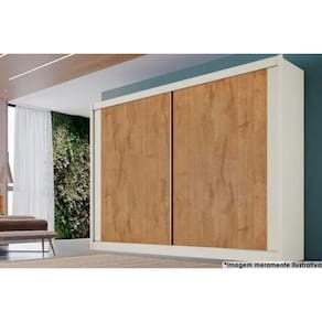 Guarda Roupa Casal 2 Portas de Correr e 4 Gavetas Creta Off White/Amêndoa - Europa