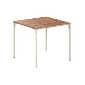 Mesa de Sala Jantar 1545 Aço c/Tampo Madeirado 87x87cm Freijo c/ Prata - Carraro