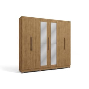 Guarda Roupa 6 Portas e 4 Gavetas c/ Espelho e Pés H555 Freijó - Kappesberg