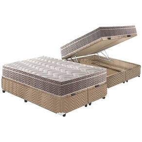 Cama Box Baú Queen: Colchão Espuma D33 Paropas / EP Confort Ultra Firme + Base CRC Suede Clean(158x198)