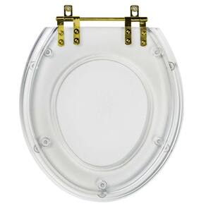 Assento Sanitario Poliéster Convencional Universal Oval Cristal com Ferragem Dourada