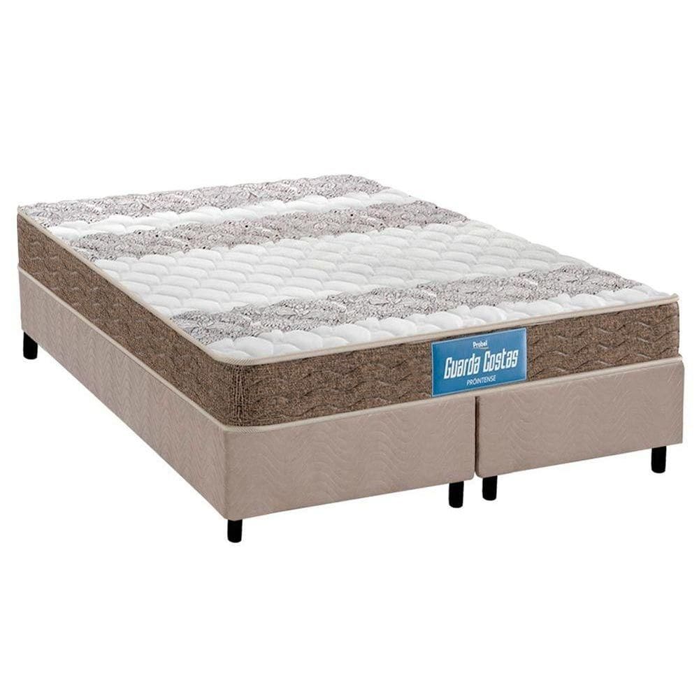 Cama Box Queen: Colchão Espuma Probel D33/EP Guarda Costas Próintense Double Face + Base CRC Suede Clean(158x198)