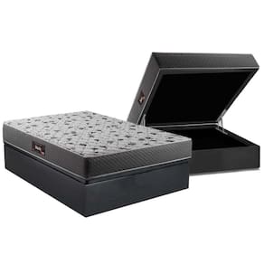 Cama Box Baú Casal: Colchão Ortopédico Herval D28 / AG65 Black Double Face + Base CRC Suede Gray(138x188)