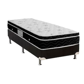 Cama Box Solteiro: Colchão Molas Ortobom Nanolastic Physical Spring + Base CRC Suede Black(88x188)