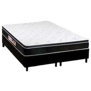 Cama Box Queen: Colchão Espuma Castor D45 Black e White Air + Base CRC Courano Black(158x198)