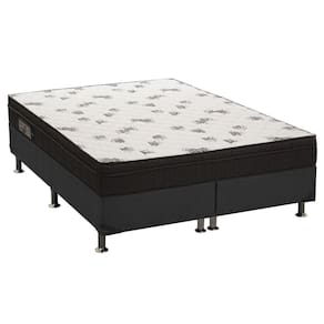 Cama Box King: Colchão Espuma Ortobom D45 Light + Base CRC Suede Black(186x198)