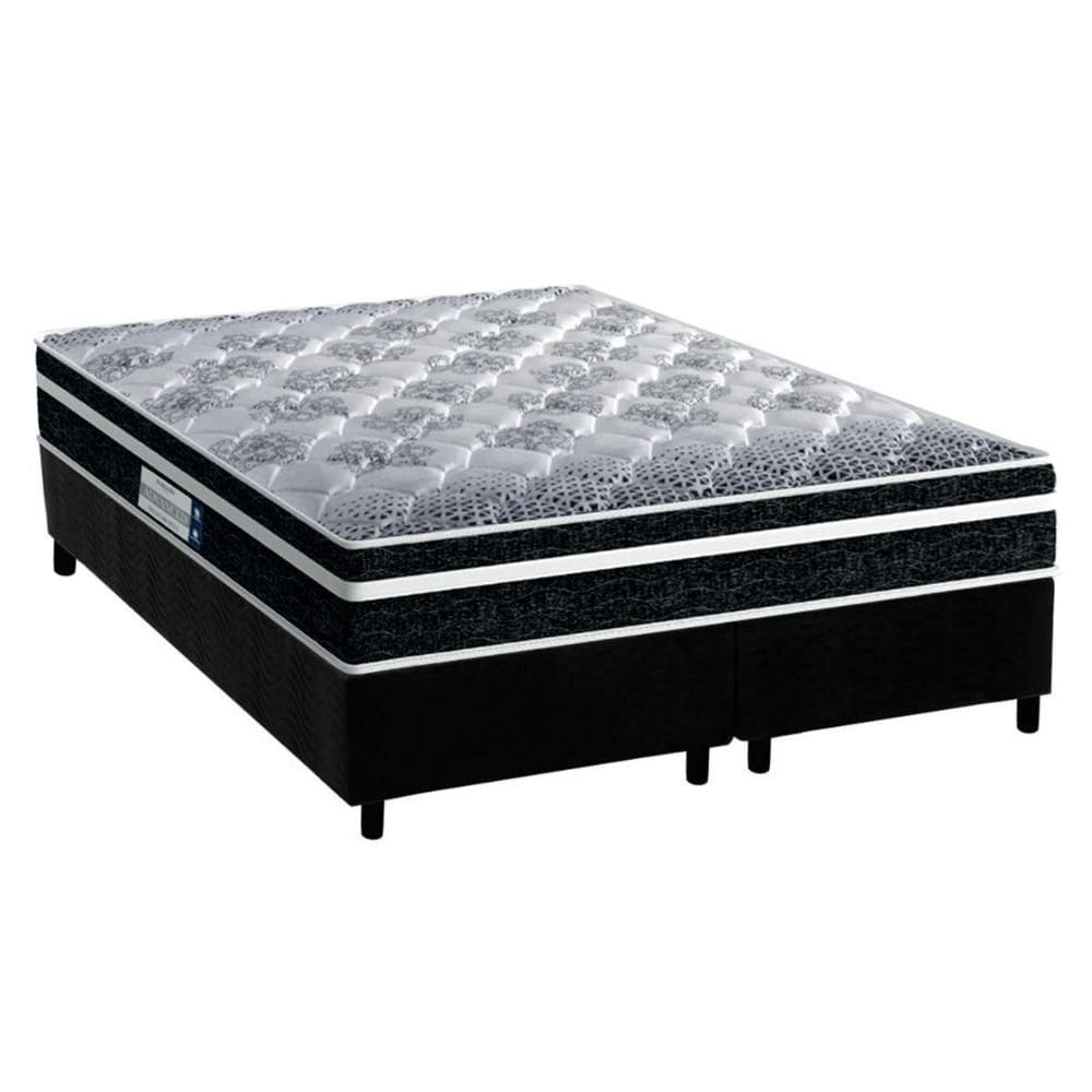 Cama Box Queen: Colchão Espuma D33 Probel /EP Anatômico Advanced Tech1500 Plus + Base CRC Suede Black(158x198)