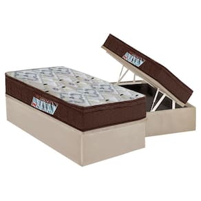Cama Box Baú Solteiro: Colchão Espuma Ortobom D45 / EP ISO 150 Mega Firme + Base CRC Suede Clean(88x188)