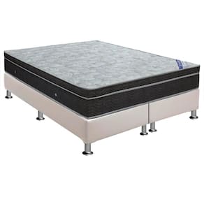 Cama Box Queen: Colchão Molas Bonnel Ortobom Nanolastic Light Selado + Base CRC Courano White(158x198)