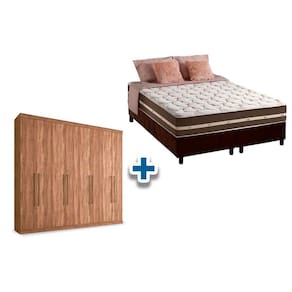 Cama Box Casal + Colchão Classic + Guarda Roupa Master Vip 8.4 Atacama