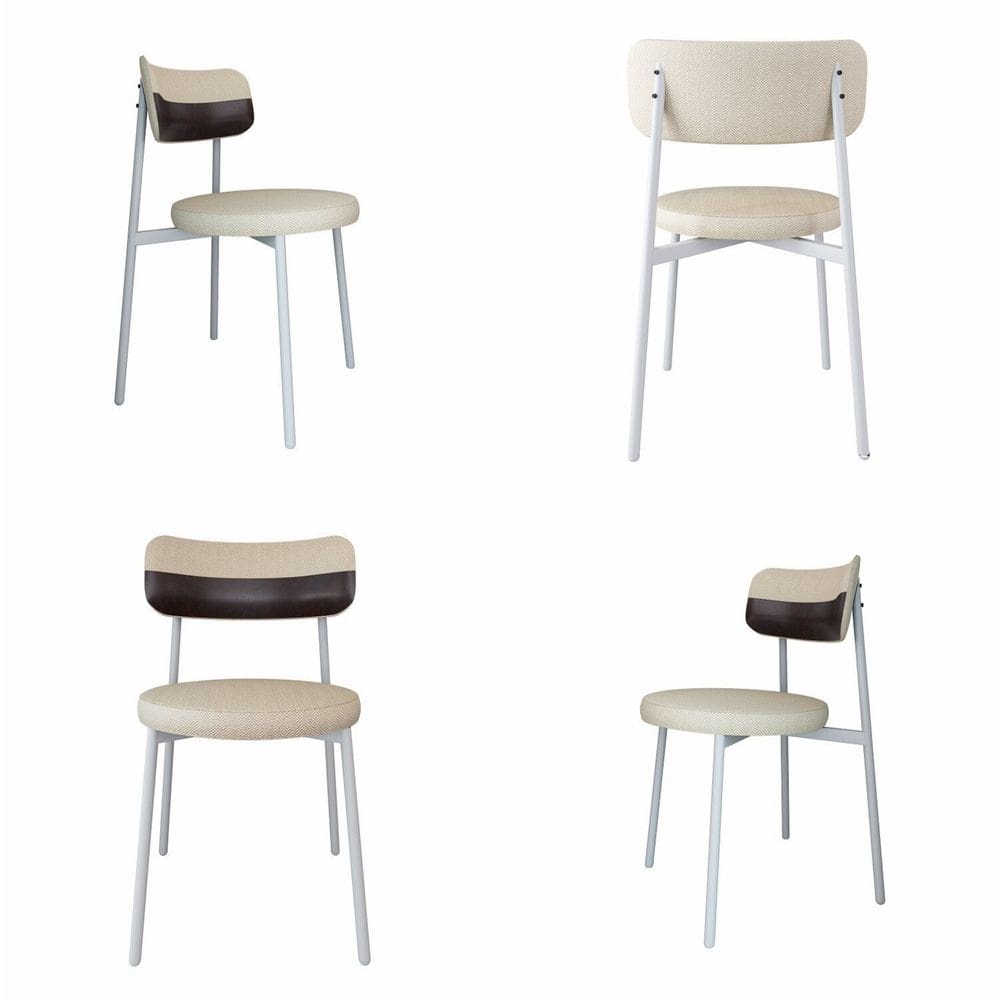 Cadeira Kyta Fixa com 4 Pés 50 X 44,7 X 83,8 Cm com 4 Unidades Areia/Café/Branco