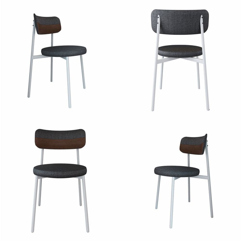 Cadeira Kyta Fixa com 4 Pés 50 X 44,7 X 83,8 Cm com 4 Unidades Grafite/Whisky/Branco