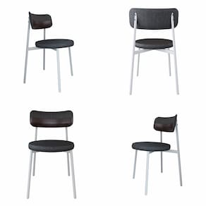Cadeira Kyta Fixa com 4 Pés 50 X 44,7 X 83,8 Cm com 4 Unidades Grafite/Café/Branco