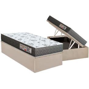 Conjunto Box Baú Solteiro: Colchão Espuma Orthoflex D33 ComfortPedic Line Black + Base CRC Suede Clean(88x188)