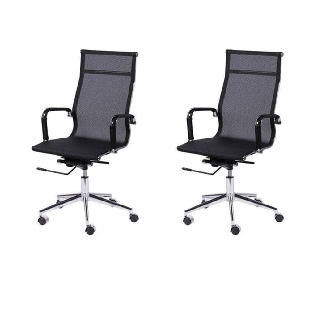 Kti 2 Cadeiras para Escritorio Presidente Esteirinha Tela Mesh 3303 Preto