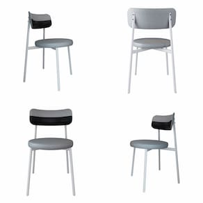 Cadeira Kyta Fixa com 4 Pés 50 X 44,7 X 83,8 Cm com 4 Unidades Cinza Claro/Preto/Branco