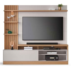 Painel Home Theater Invernia 4 Prateleiras Spot LED s/ Pés 65" Polegadas