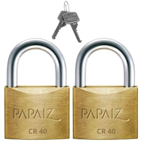 Cadeado Médio 40Mm Haste Curta Latão Dourado Com Chave 02 Un