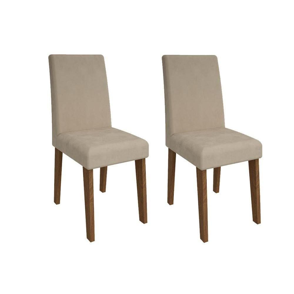 Cadeira Sala de Jantar Milena Kit 2 Un Savana/Suede Bege - Cimol
