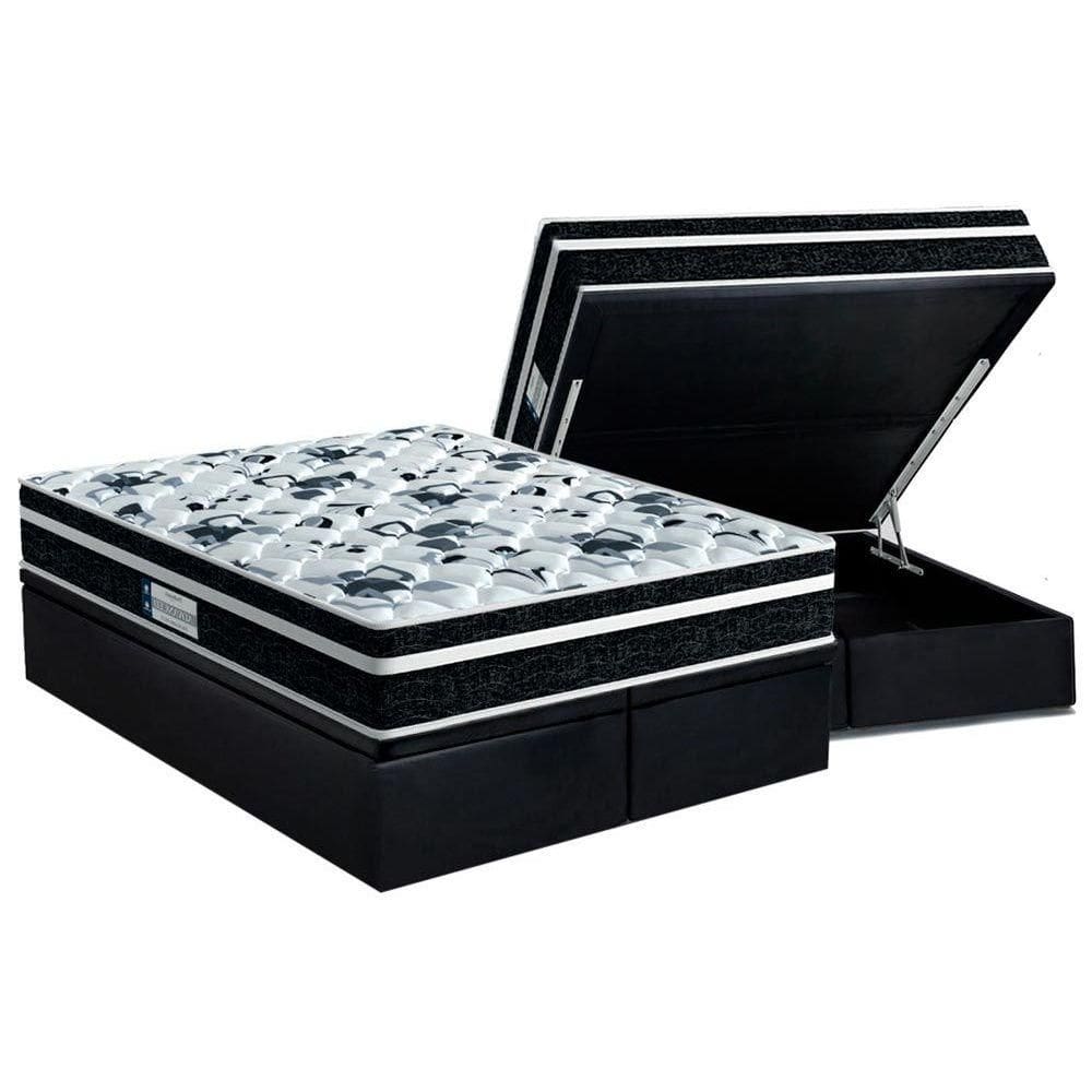 Cama Box Baú Queen: Colchão Ortopédico Probel D28 / EP ProDormir Advanced Tech1000 Plus + Base CRC Suede Gray(158x198)
