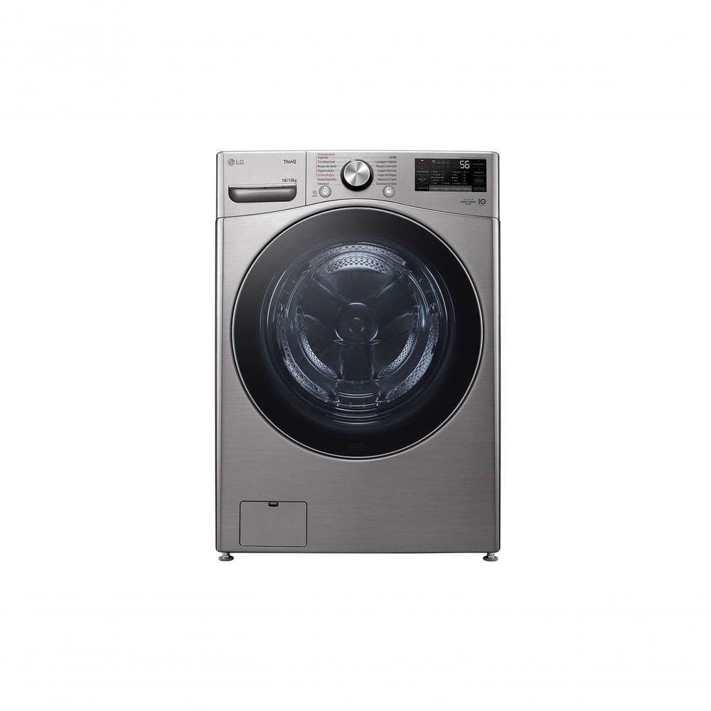 Lava e Seca LG Smart 18kg Inox Look com Inteligência Artificial AIDD™ WD18SV2S6B 127V