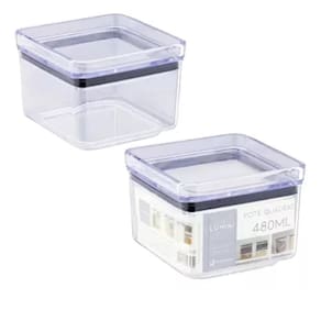 2 Potes Hermético Quadrado Empilhável Paramount 480ml
