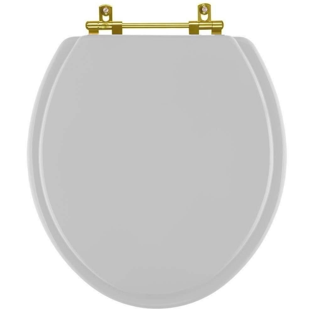 Assento Sanitario Poliéster Convencional Oval Sterling Silver para vaso Ideal Standard com Ferragem Dourada