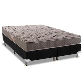 Cama Box Queen: Colchão Espuma Herval AG65 Firme Fort + Base CRC Suede Black(158x198)