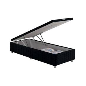 Cama Box Baú Solteiro Bordado Black (88x188x35) - Anjos