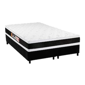 Cama Box King: Colchão Espuma Castor D45 Black e White Double Face + Base CRC Suede Black(193x203)