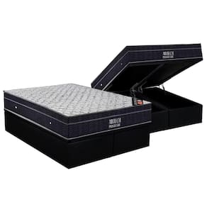 Cama Box Baú Queen: Colchão Molas Ortobom Nanolastic Airtech Progressive + Base CRC Suede Black(158x198)
