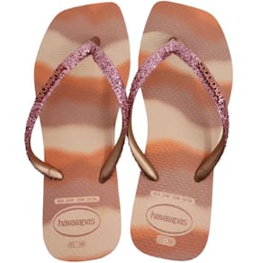 Chinelo de Dedo Feminino Casual Dia a Dia Praia Passeio Havaianas Slim Square Glitter Party