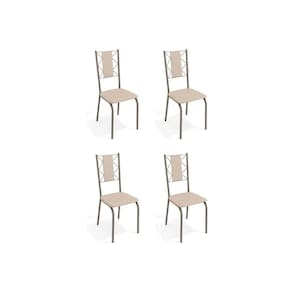 Kit 4 Cadeiras Sala Jantar Lisboa 4C076 4 Un Níquel/Courano Nude - Kappesberg