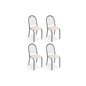Kit 4 Cadeiras Sala Jantar Noruega 4C077PRF 4 Un Preto Fosco/Courano Branco - Kappesberg
