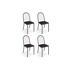 Kit 4 Cadeiras Sala Jantar Noruega 4C077PRF 4 Un Preto Fosco/Courano Preto - Kappesberg