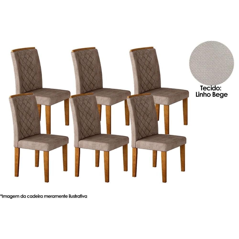 Kit 6 Cadeiras Sala Jantar Jade 6 Un Imbuia/Bege Turim - Rufato