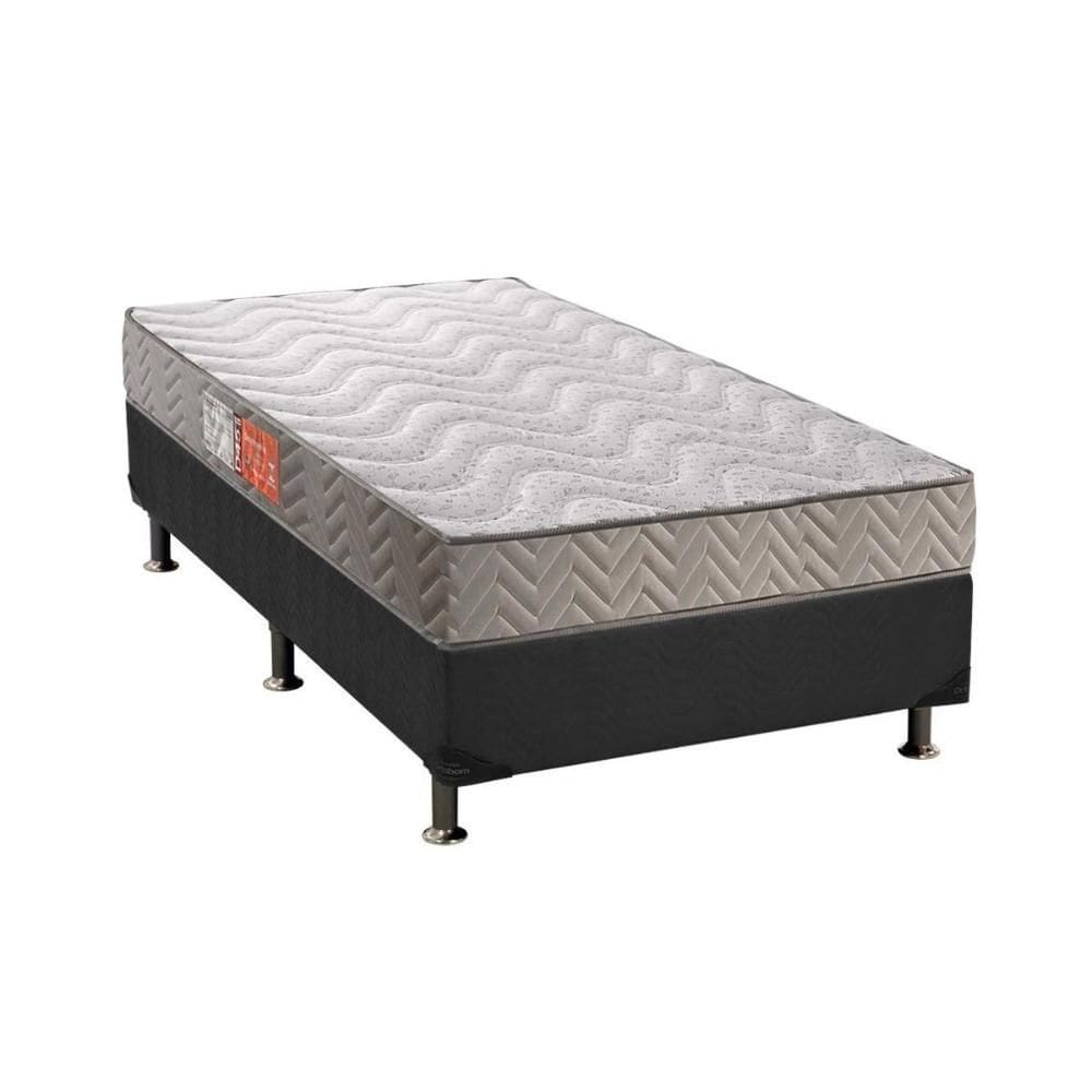 Cama Box Solteiro: Colchão Espuma D45 Paropas Pasquale Clean + Base CRC Suede Gray(88x188)